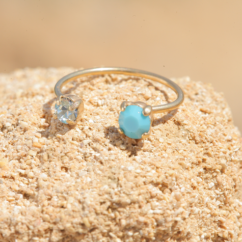 Goldener Ring LIV turquoise mix