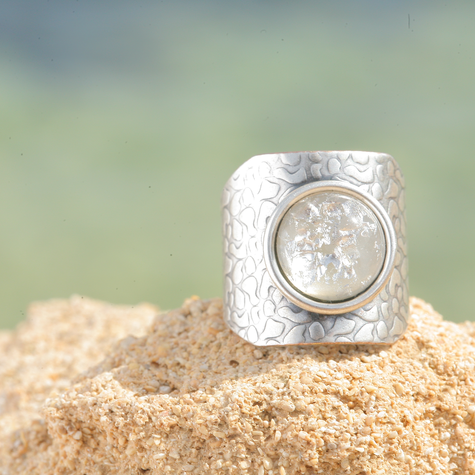 Silberner Ring SUN grau patina