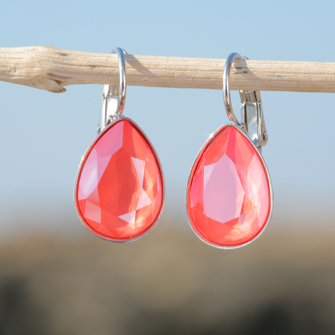 Silberner Ohrring LAGRIMA light coral