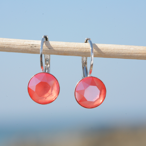 Silberner Ohrring CHATON Light coral