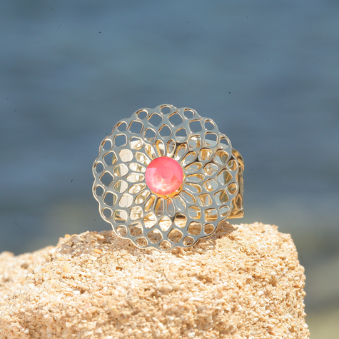 Goldener Ring MATA light coral