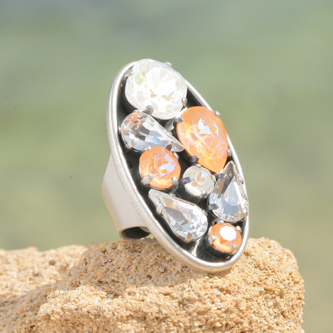 Silberner Ring EIGHTY peach light grey deLite mix