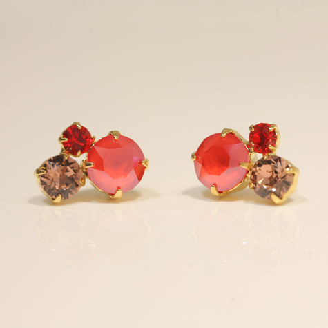 Goldener Ohrstecker TROIS royal red mix