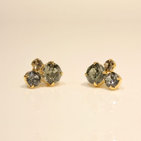 Goldener Ohrstecker TROIS black diamond mix