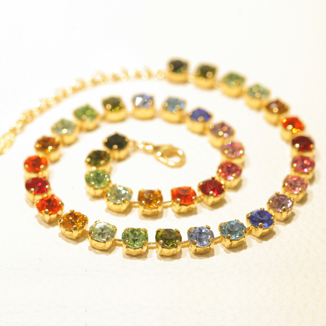 Goldenes Collier TENNIS Regenbogenmix