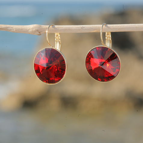 Goldener Ohrring  RIVOLI XXL Rot