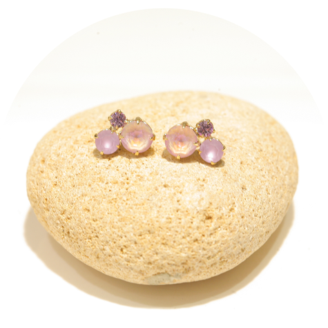Goldener  Ohrstecker TROIS  Pastell light amethyst mix