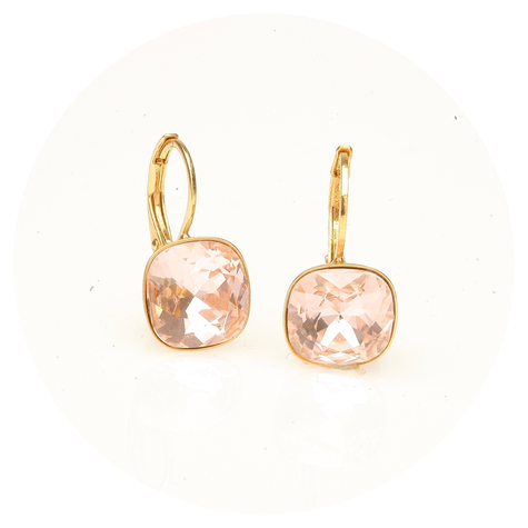 Goldener Ohrring CUSHION vintage rose