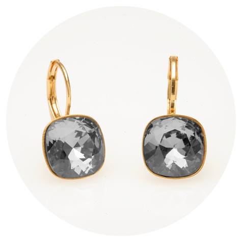 Goldener Ohrring CUSHION black diamond