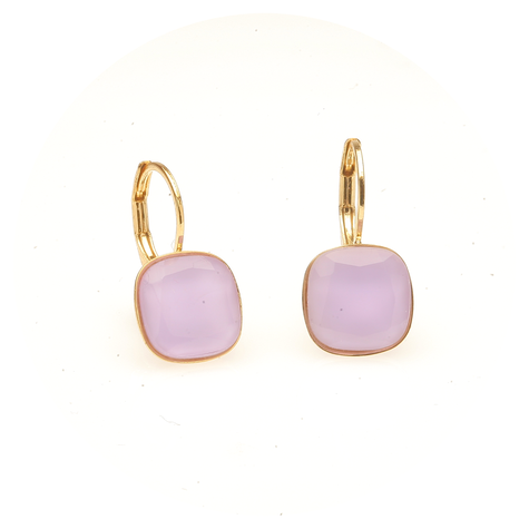 Goldener Ohrring CUSHION violet opaque