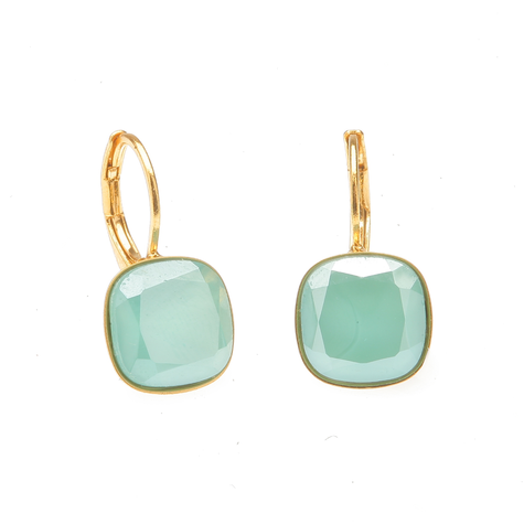 Goldener Ohrring CUSHION mint green