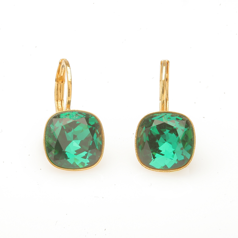 Goldener Ohrring CUSHION emerald