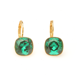 Goldener Ohrring CUSHION emerald