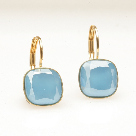 Goldener Ohrring CUSHION metallic blue