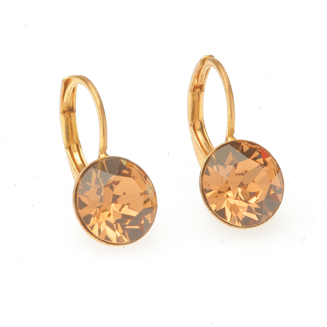 Goldener Ohrring CHATON cut light smoked topaz
