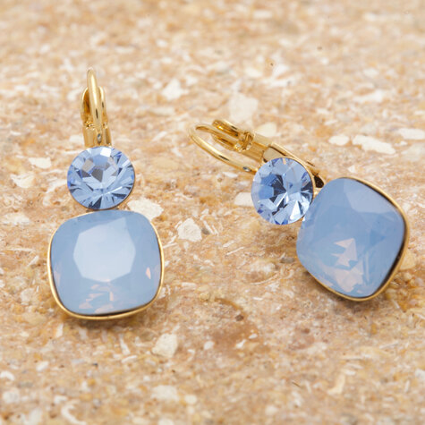 Goldener Ohrhänger SONPETITE air opal light sapphire mix