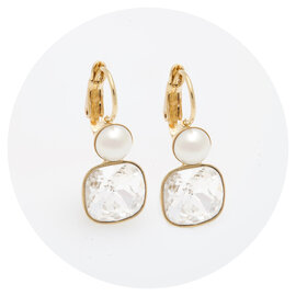 Goldener Ohrring SONPETITE white pearl