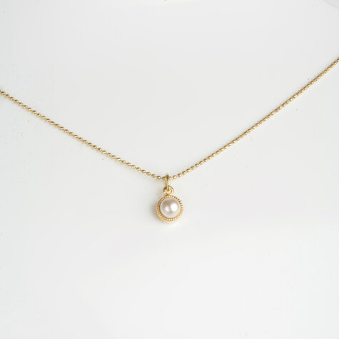 Goldene Halskette CHATON white pearl