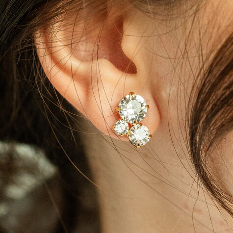 Goldener  Ohrstecker TROIS  crystal