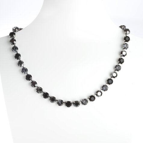 Silbernes Collier TENNIS black diamond .Jet c mix