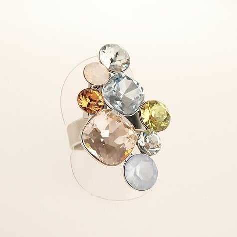 artjany Ring mit Kristallen in einem Pastellmix