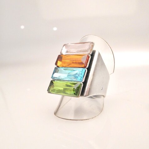 Silberner Ring DÉCO bunt