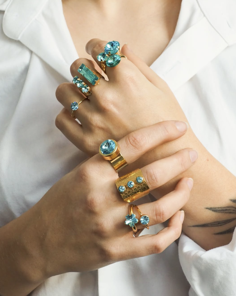 Ringe mit geschliffenen Kristallen, handmade Cabochons & ohne Steine