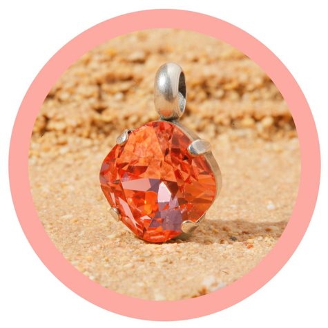 Silberner Anhänger CARRÉ rosé peach