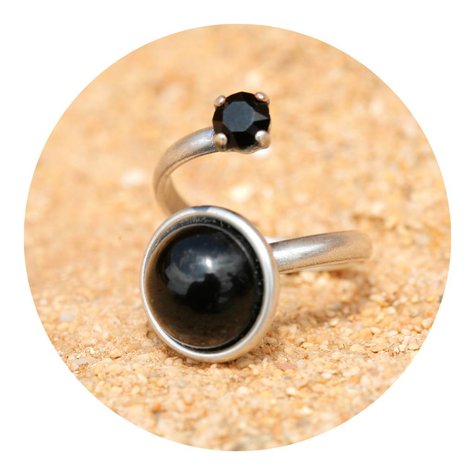 Silberner Ring SOLLER blackjet