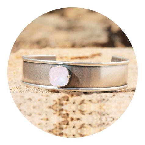 Silberner Armreif CARRÉ rose water opal