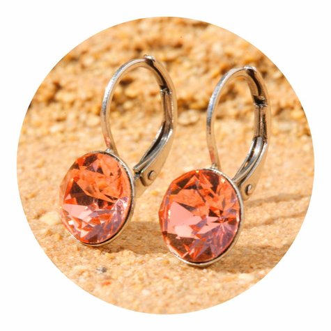 Silberner Ohrring CHATON Rose peach