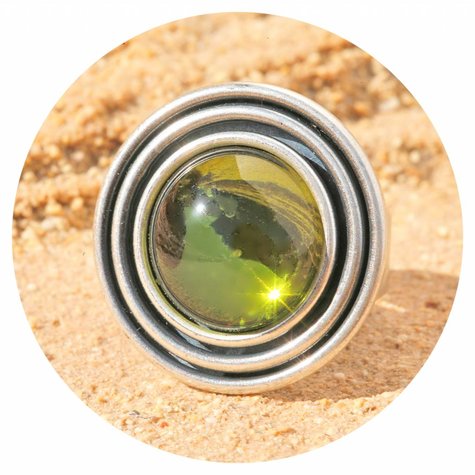 Silberner Ring ESPIRAL olivine