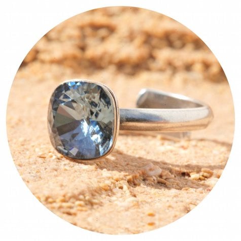 Silberner Ring CUSHION  blue