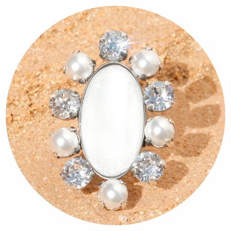 Silberner Ring DôME crystals & pearls
