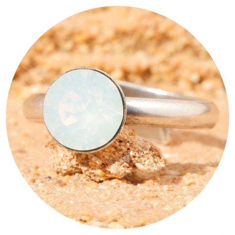 Silberner Ring CHATON white opal