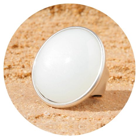 Silberner Ring CALÓ white opal