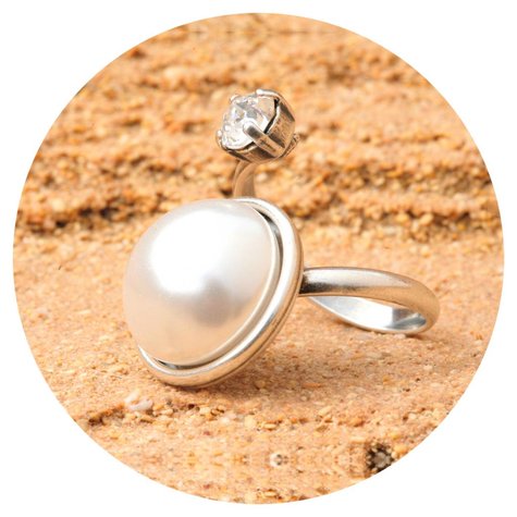 Silberner Ring DEIÀ pearl