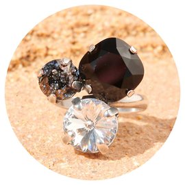 Silberner Ring TROIS 47 black patina