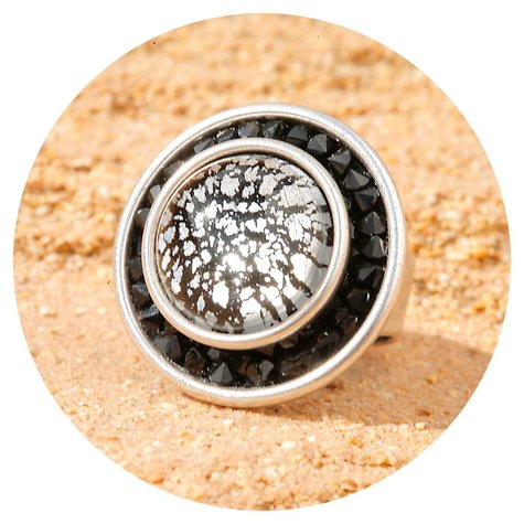 artjany Ring mit crystal & Cabochon in black patina