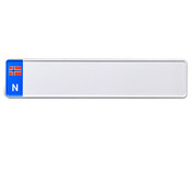 Noorse kentekenplaat wit met naam