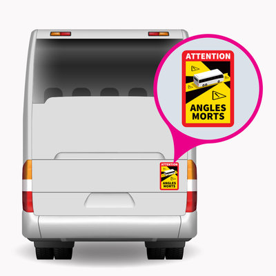 ATTENTION ANGLES MORTS magneet sticker  bus