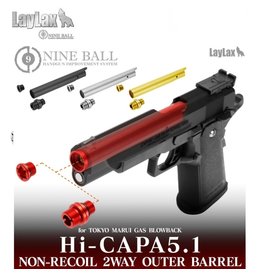 Laylax Nine Ball - Hi-Capa 5.1 Fixed 2 Way Outer Barrel - Threaded - Silver