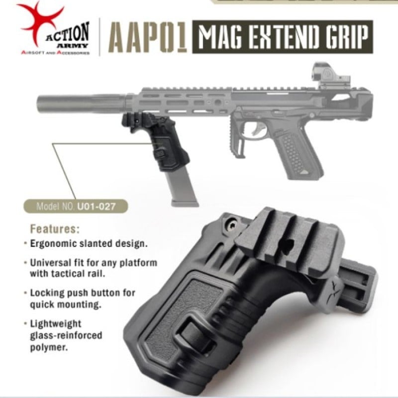 Action Army Action Army AAP01/G series Mag Extend Grip - Black