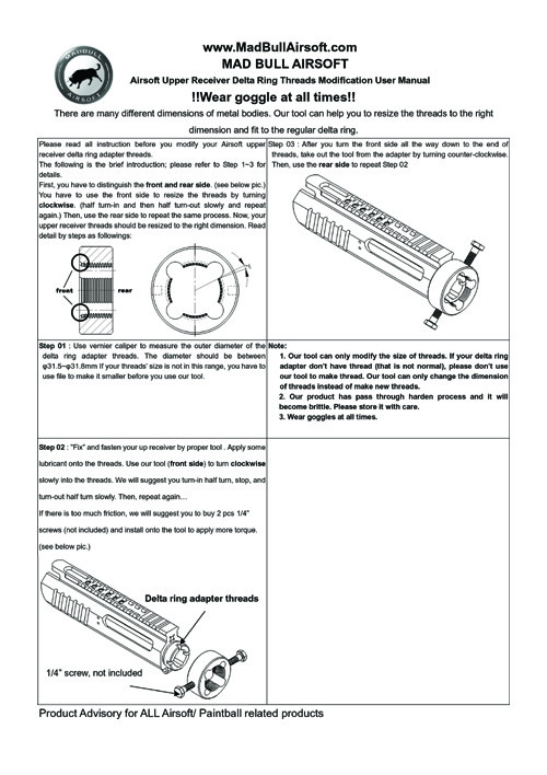 Madbull Madbull Delta Ring Modification Kit (Rethreading tool) - Entry Level