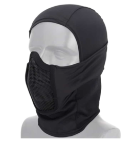 Delta Six Balaclava with Steel Half Face Mask - Black