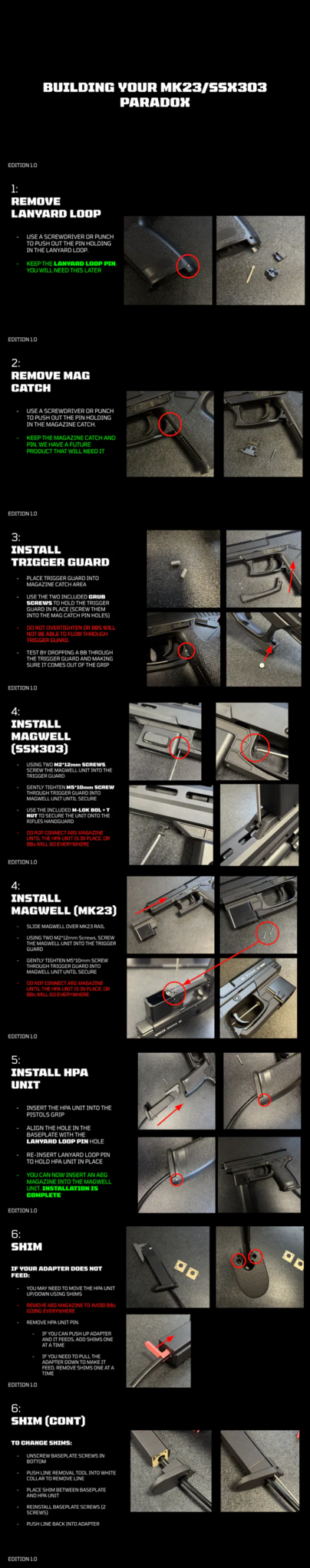 Airtac Airtac MK23 (clones ASG, STTI etc) / SSX23 PARADOX KIT - M4 - OPEN BETA
