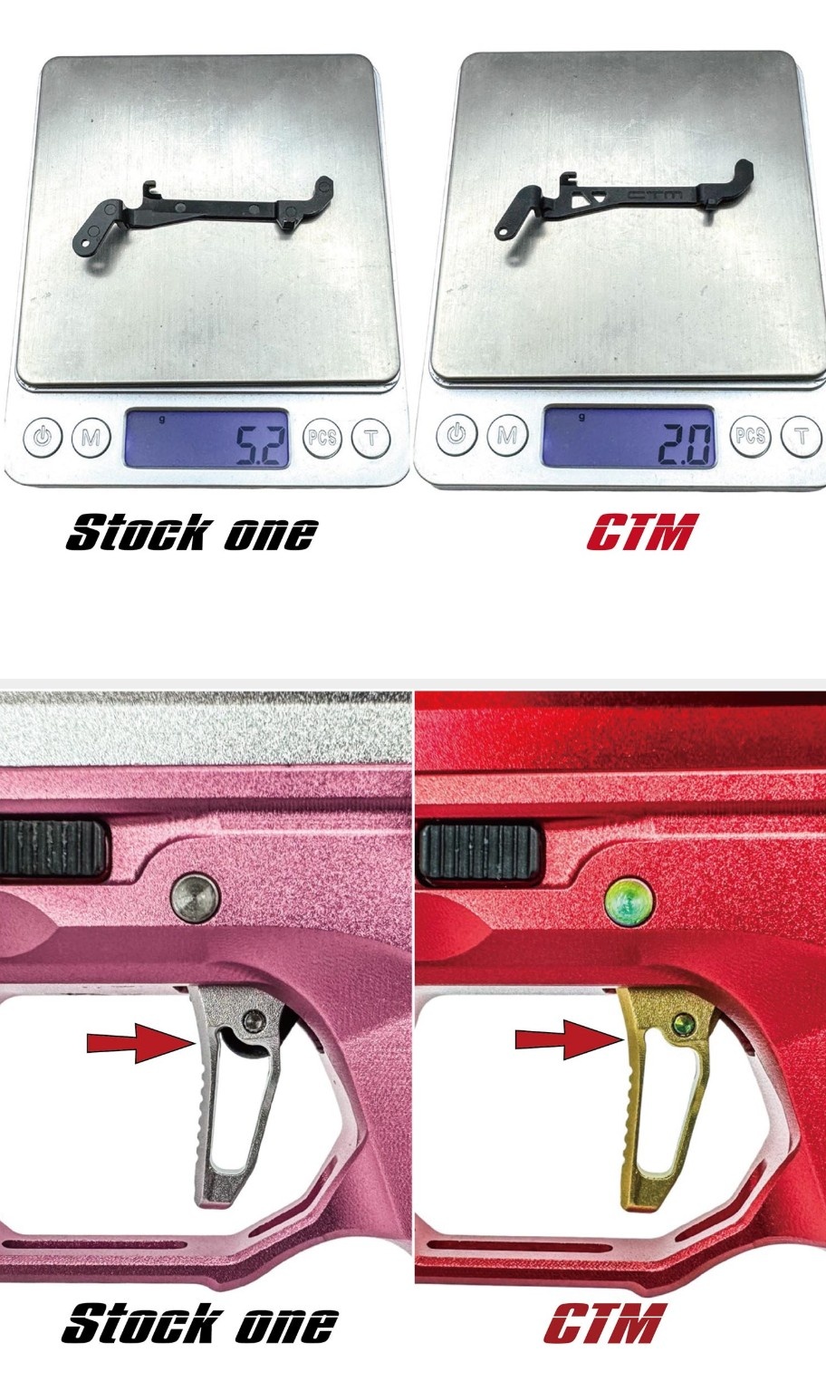 CTM Tac CTM CNC Trigger Bar for AAP-01 - Silver