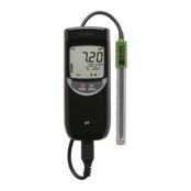 0526 (op bestelling)HANNA, HI991001, draagbare WP pH/TEMP meter, incl Titanium elektrode(HI12963)