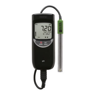 0526 (op bestelling)HANNA, HI991001, draagbare WP pH/TEMP meter, incl Titanium elektrode(HI12963)