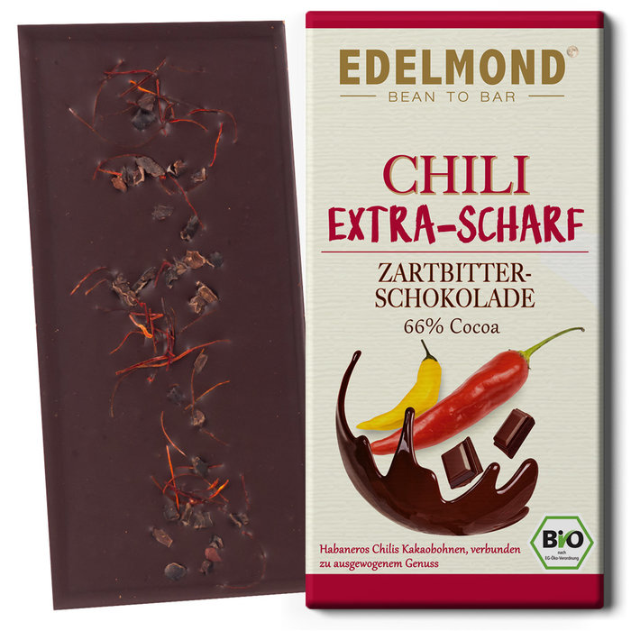 -  Chili Extra-Scharf Zartbitterschokolade, Bio, 75g